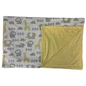 Minky Dot Fleece Yellow‎ Gray White Baby Blanket Lion Giraffe Lovey Jungle